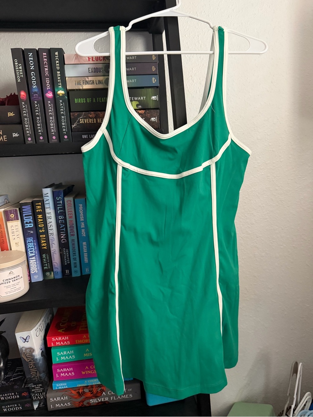 Daily Practice Green Athletic Mini Dress with White Piping